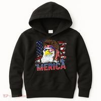 Merica Bald Eagle Mullet 4th Of July American Flag Patriotic Kids Hoodie thumb 0