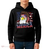 Merica Bald Eagle Mullet 4th Of July American Flag Patriotic Kids Hoodie thumb 4