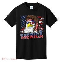 Merica Bald Eagle Mullet 4th Of July American Flag Patriotic Kids T-Shirt thumb 0