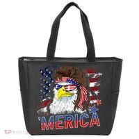 Merica Bald Eagle Mullet 4th Of July American Flag Patriotic Tote Bag thumb 0