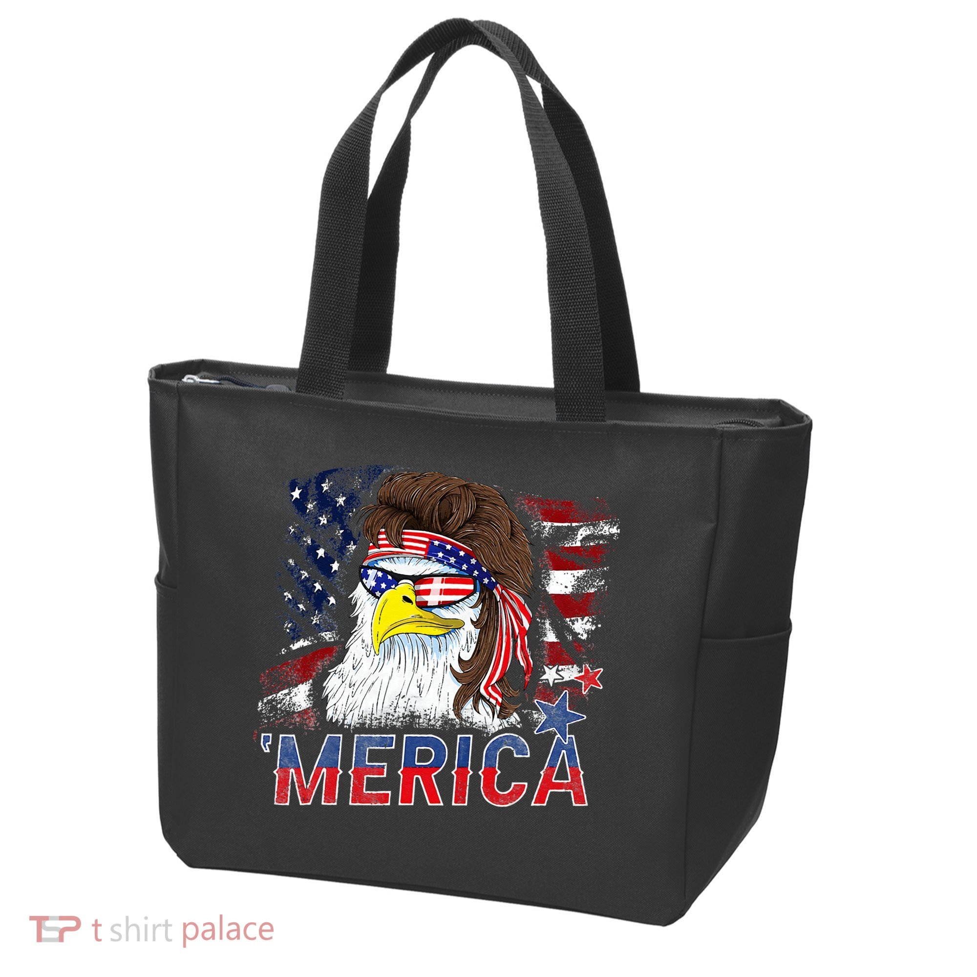 Merica Bald Eagle Mullet 4th Of July American Flag Patriotic Tote Bag