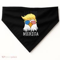 Merica Bald Eagle 4th of July Trump American Flag Funny Gift USA-Made Doggie Bandana thumb 0