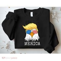 Merica Bald Eagle 4th of July Trump American Flag Funny Gift Sweatshirt thumb 2