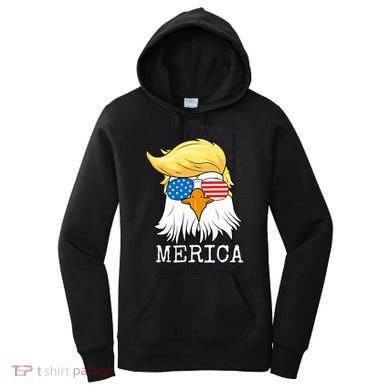 Merica Bald Eagle 4th of July Trump American Flag Funny Gift Women's Hoodie