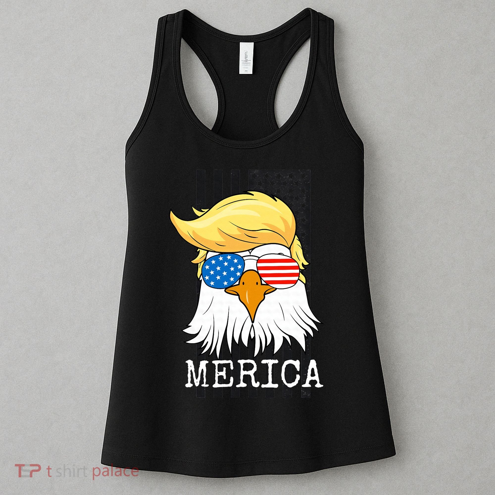 Merica Bald Eagle 4th of July Trump American Flag Funny Gift Women's Tank Top