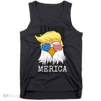 Merica Bald Eagle 4th of July Trump American Flag Funny Gift Tank Top thumb 0