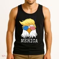 Merica Bald Eagle 4th of July Trump American Flag Funny Gift Tank Top thumb 3