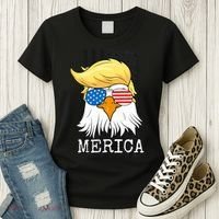 Merica Bald Eagle 4th of July Trump American Flag Funny Gift Women's T-Shirt thumb 3