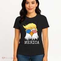 Merica Bald Eagle 4th of July Trump American Flag Funny Gift Women's T-Shirt thumb 4
