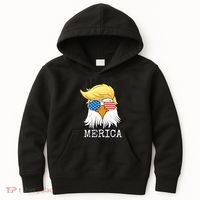 Merica Bald Eagle 4th of July Trump American Flag Funny Gift Kids Hoodie thumb 0