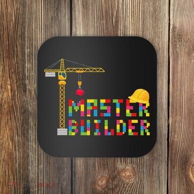 Master Builder Engineer Construction Building Bricks Blocks Coaster