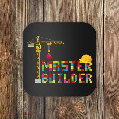 Master Builder Engineer Construction Building Bricks Blocks Coaster