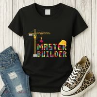 Master Builder Engineer Construction Building Bricks Blocks Women's T-Shirt thumb 3