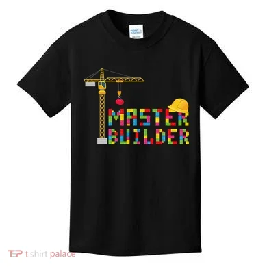 Master Builder Engineer Construction Building Bricks Blocks Kids T-Shirt