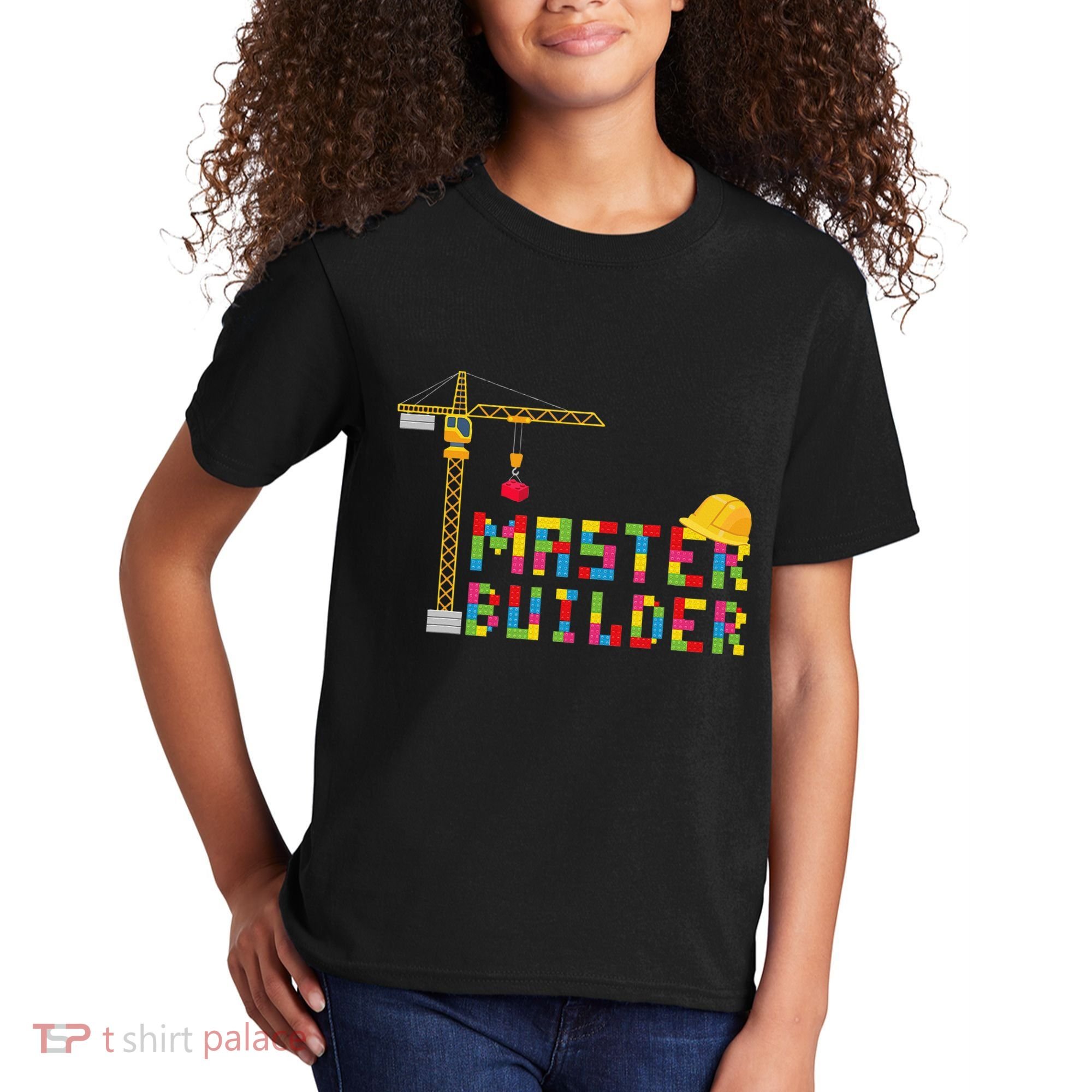 Master Builder Engineer Construction Building Bricks Blocks Kids T-Shirt