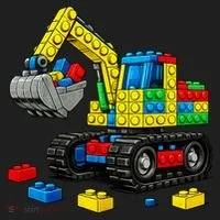  Master Builder Excavator Construction Building Bricks Blocks Women's Sweatshirt thumb 2