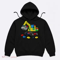  Master Builder Excavator Construction Building Bricks Blocks Hoodie thumb 0