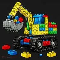  Master Builder Excavator Construction Building Bricks Blocks Hoodie thumb 2