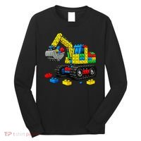  Master Builder Excavator Construction Building Bricks Blocks Long Sleeve Shirt thumb 0