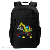  Master Builder Excavator Construction Building Bricks Blocks Backpack thumb 0