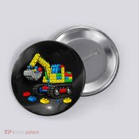  Master Builder Excavator Construction Building Bricks Blocks Button thumb 0