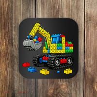  Master Builder Excavator Construction Building Bricks Blocks Coaster thumb 0