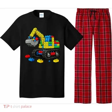  Master Builder Excavator Construction Building Bricks Blocks Pajama Set
