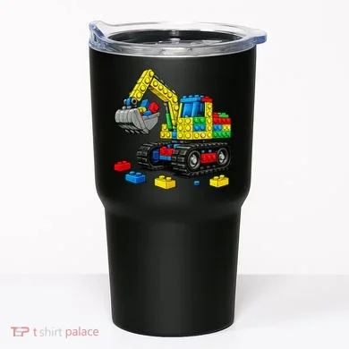  Master Builder Excavator Construction Building Bricks Blocks Tumbler