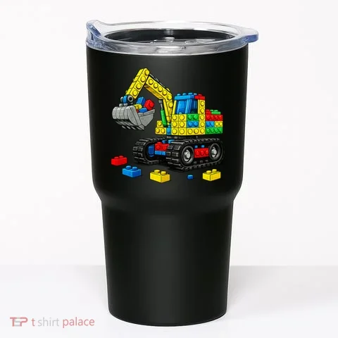 Master Builder Excavator Construction Building Bricks Blocks Tumbler in the selected color