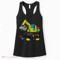  Master Builder Excavator Construction Building Bricks Blocks Women's Tank Top thumb 0