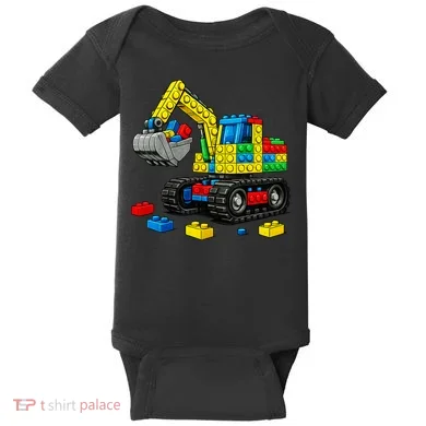  Master Builder Excavator Construction Building Bricks Blocks Baby Bodysuit