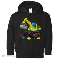  Master Builder Excavator Construction Building Bricks Blocks Toddler Hoodie thumb 0