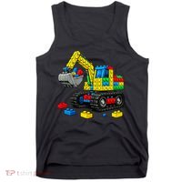  Master Builder Excavator Construction Building Bricks Blocks Tank Top thumb 0