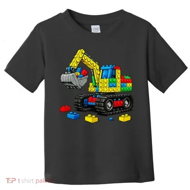 Master Builder Excavator Construction Building Bricks Blocks Toddler T-Shirt