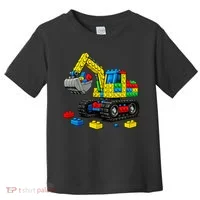  Master Builder Excavator Construction Building Bricks Blocks Toddler T-Shirt thumb 0