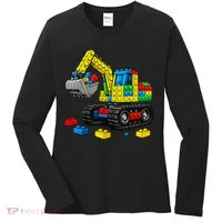  Master Builder Excavator Construction Building Bricks Blocks Women's Long Sleeve Shirt thumb 0