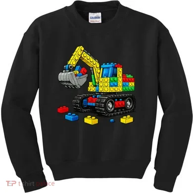  Master Builder Excavator Construction Building Bricks Blocks Kids Sweatshirt
