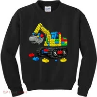  Master Builder Excavator Construction Building Bricks Blocks Kids Sweatshirt thumb 0
