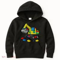  Master Builder Excavator Construction Building Bricks Blocks Kids Hoodie thumb 0