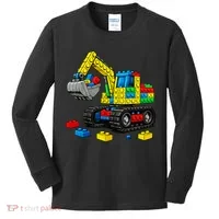  Master Builder Excavator Construction Building Bricks Blocks Kids Long Sleeve Shirt thumb 0