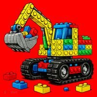  Master Builder Excavator Construction Building Bricks Blocks Santa Hat thumb 1