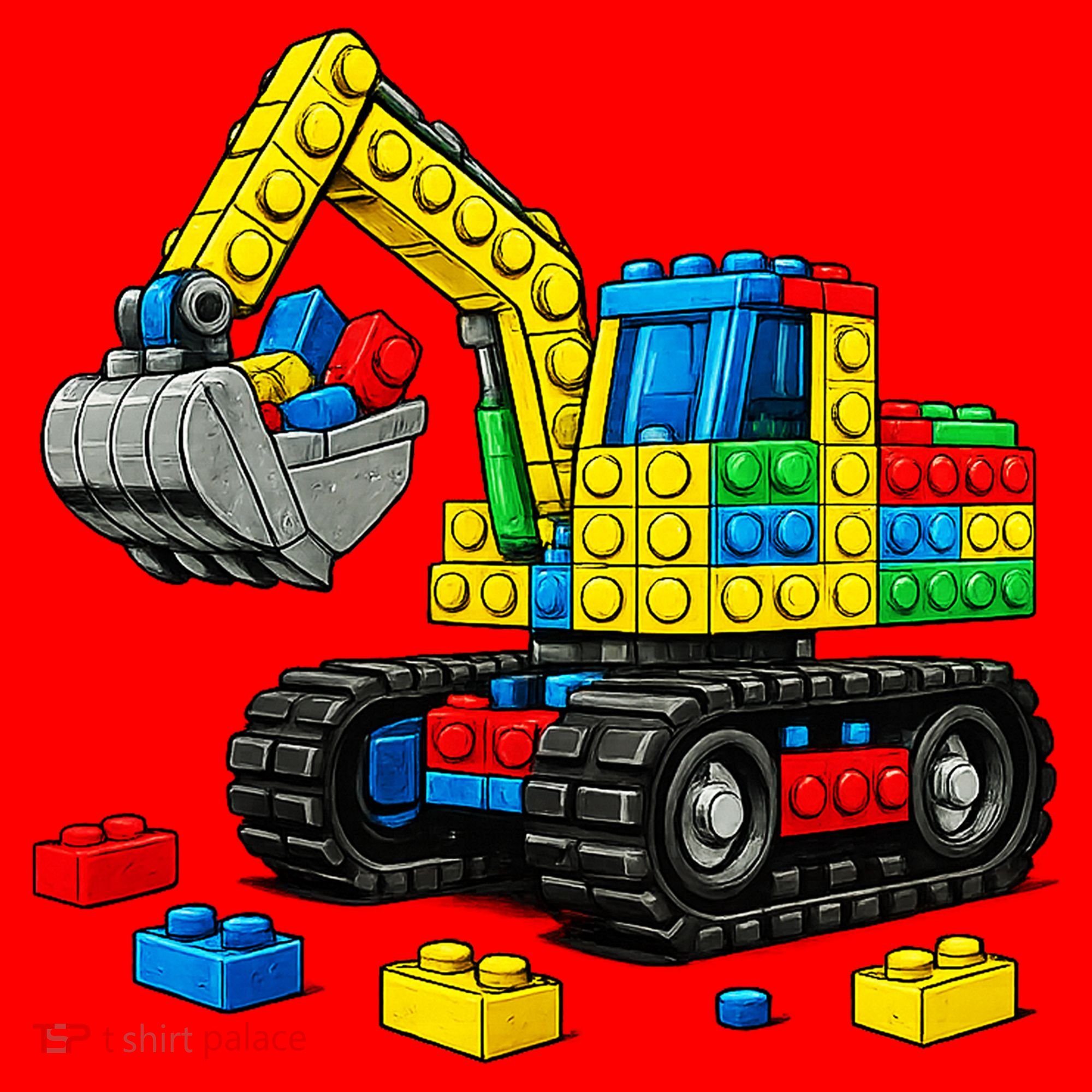  Master Builder Excavator Construction Building Bricks Blocks Santa Hat