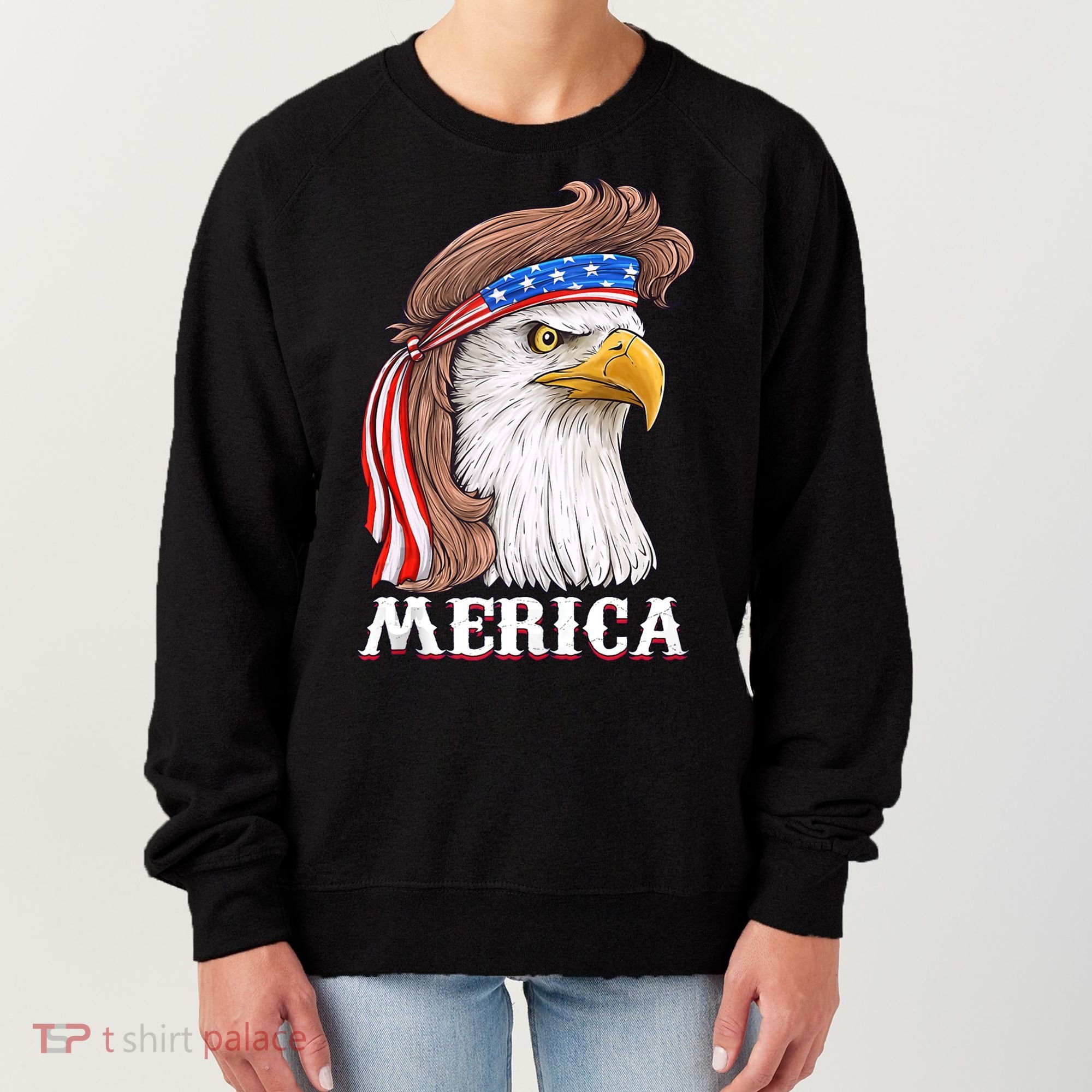 Merica Bald Eagle Mullet 4th Of July American Flag Women's Sweatshirt