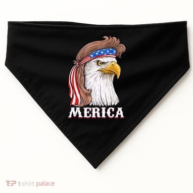 Merica Bald Eagle Mullet 4th Of July American Flag USA-Made Doggie Bandana