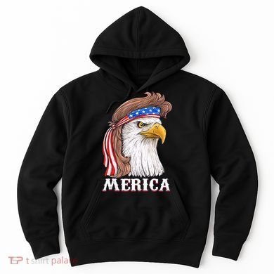 Merica Bald Eagle Mullet 4th Of July American Flag Hoodie