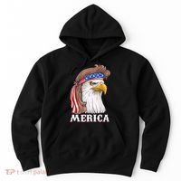 Merica Bald Eagle Mullet 4th Of July American Flag Hoodie thumb 0