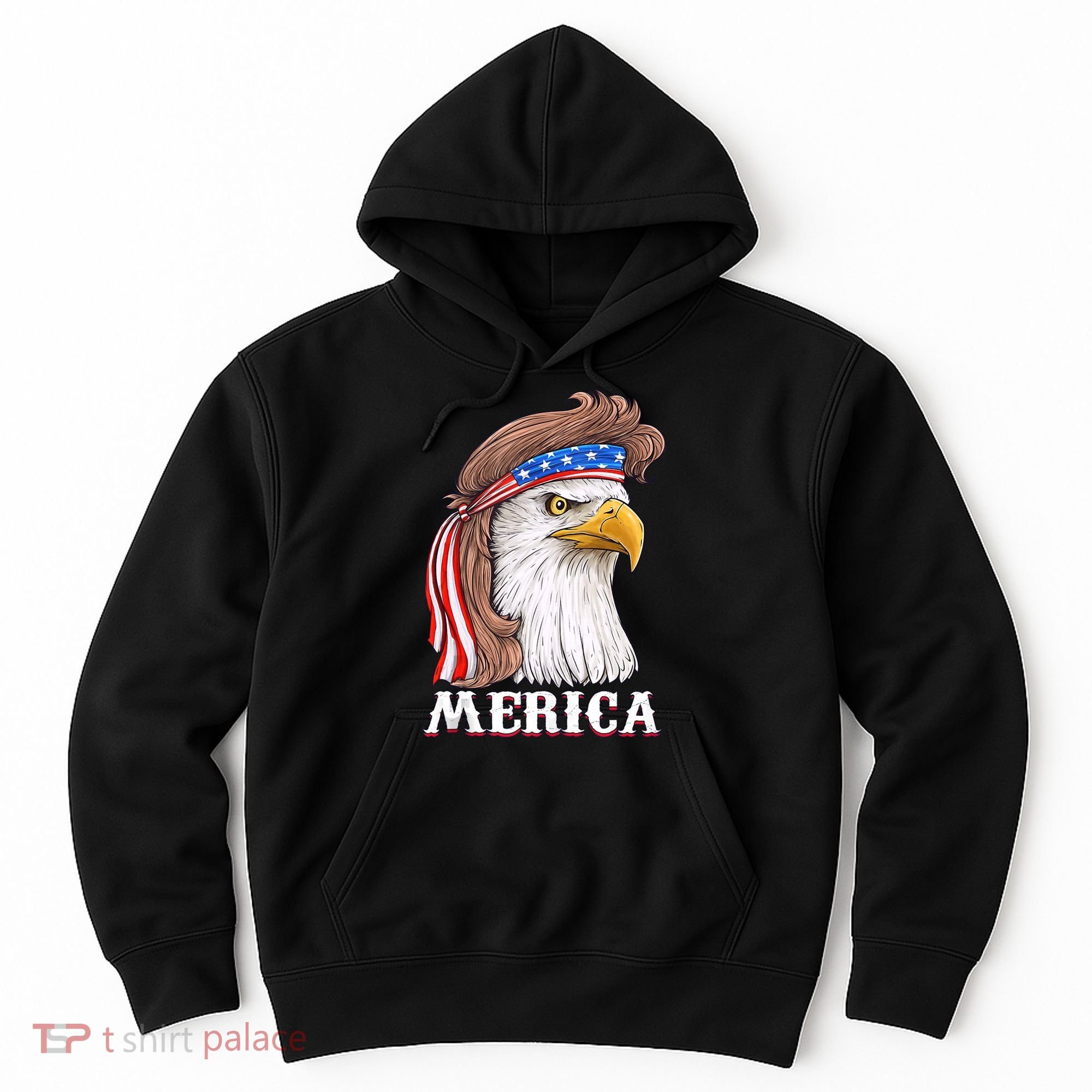 Merica Bald Eagle Mullet 4th Of July American Flag Hoodie