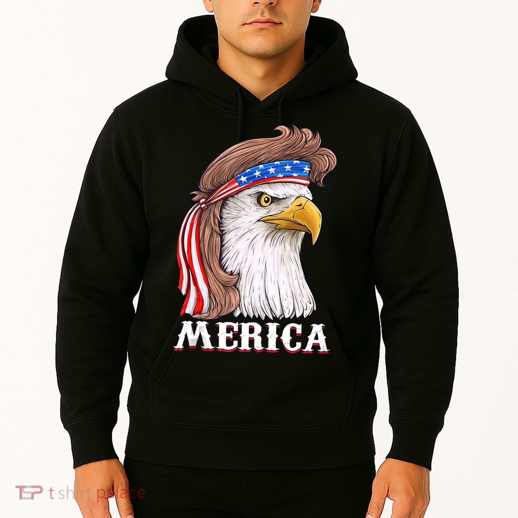 Merica Bald Eagle Mullet 4th Of July American Flag Hoodie