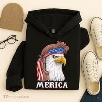 Merica Bald Eagle Mullet 4th Of July American Flag Hoodie thumb 4