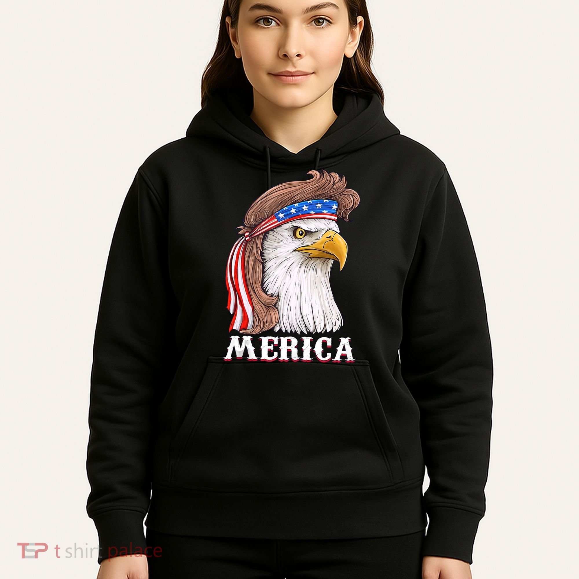Merica Bald Eagle Mullet 4th Of July American Flag Hoodie